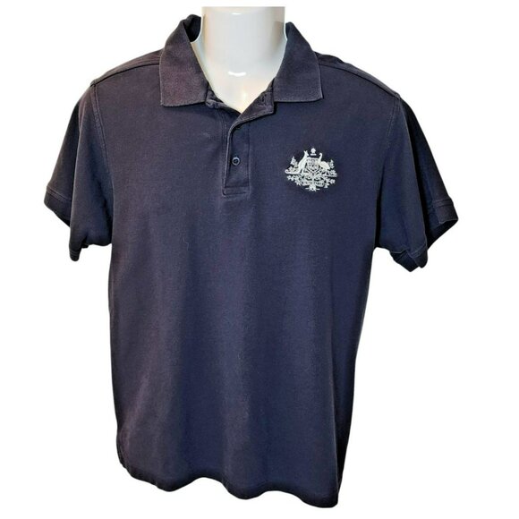 James Harvest Sportswear L Navy Piqué Polo Shirt Australia Crest Pre-owned - Picture 1 of 8